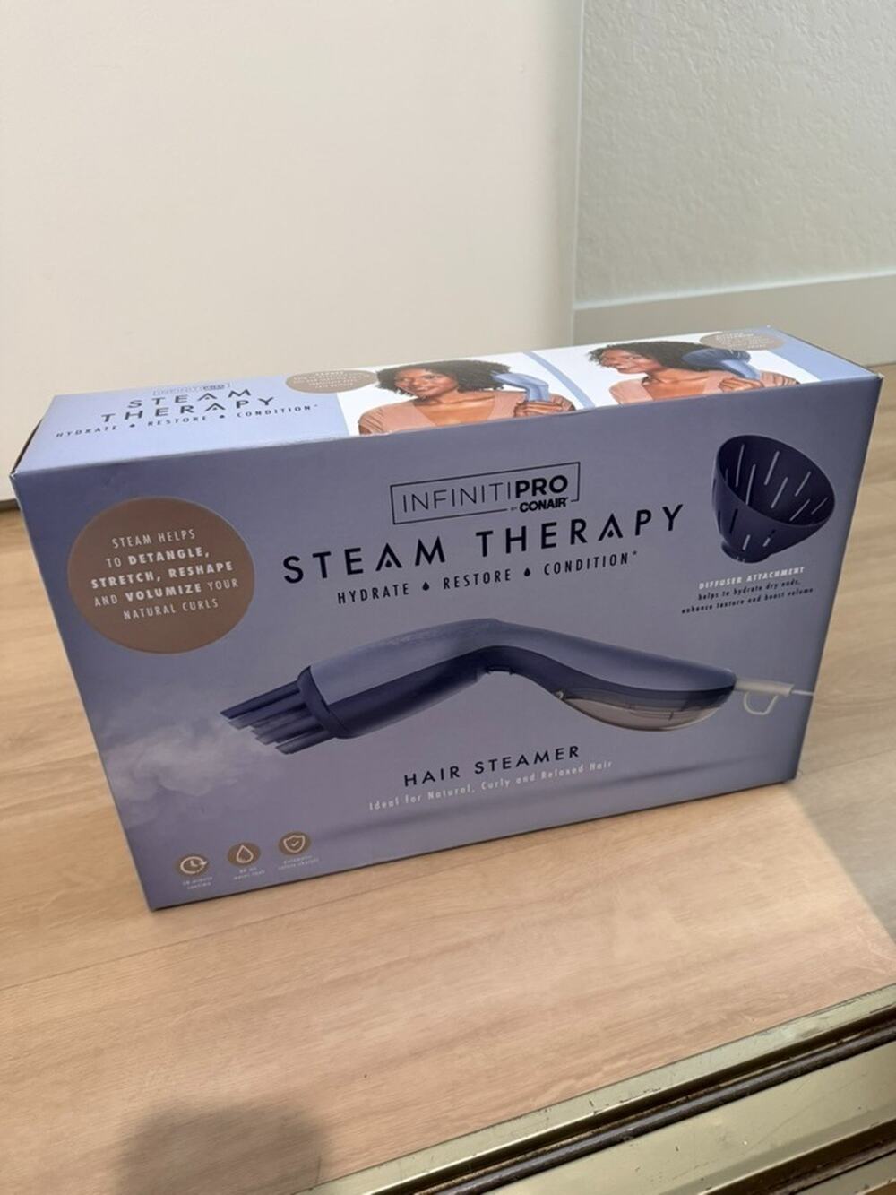 InfinitiPRO by Conair Steam Therapy Hair Steamer w/ Diffuser Attachment NEW